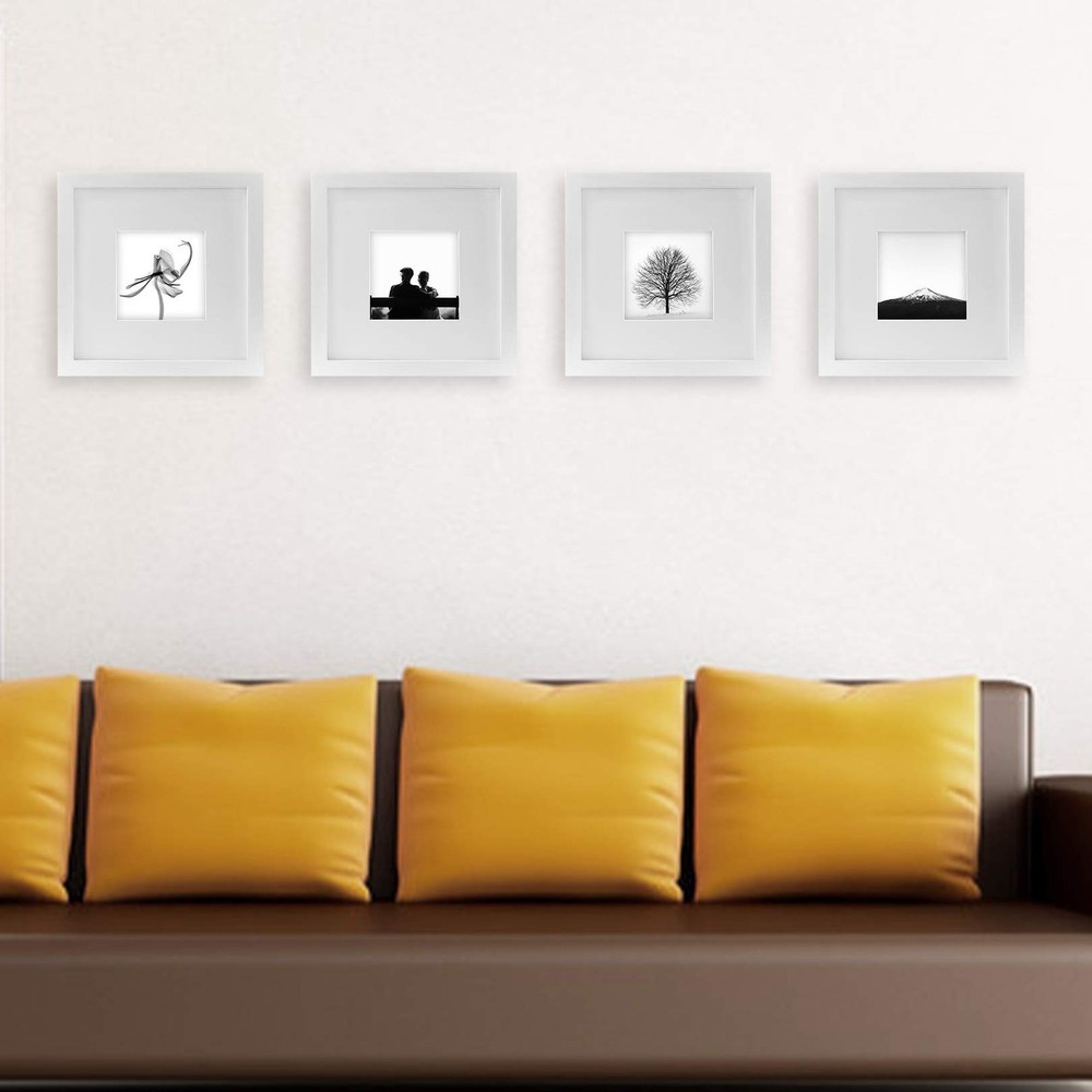 Picture Frames 8x8 White Nature Solid Wood 2 Pack for Wall Mount and Tabletop...