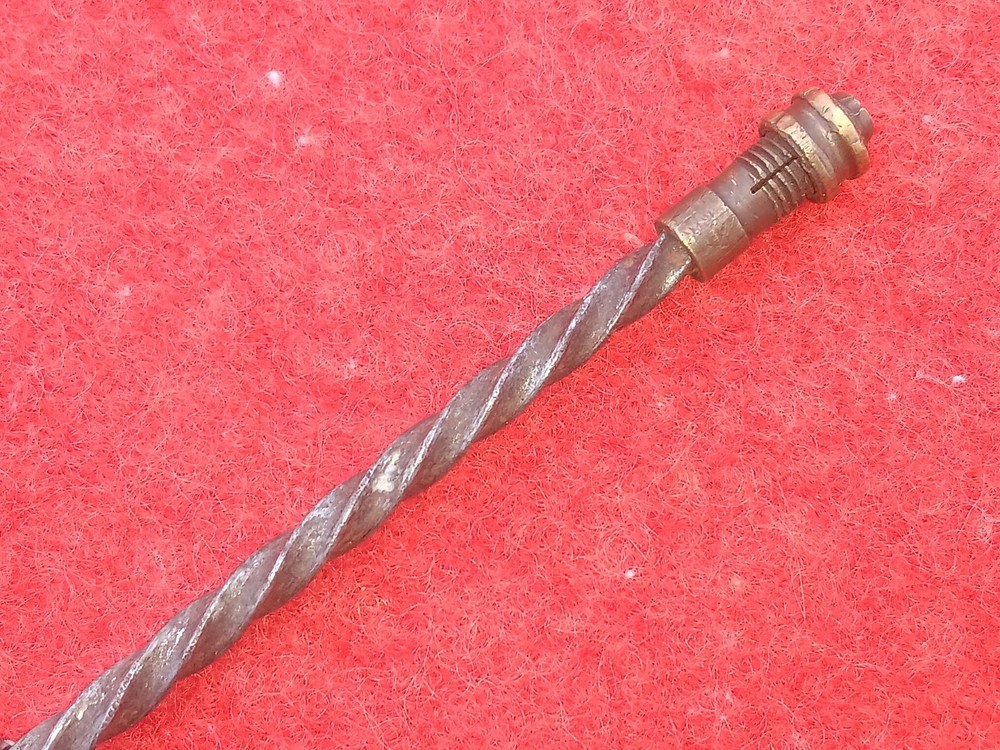 Antique brass push drill spiral drill, spring inside Brass handle Unmarked Maker