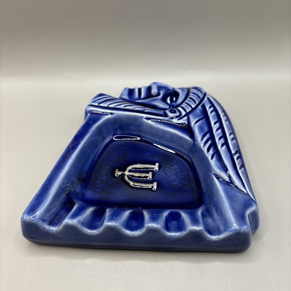 Native American Profile Ashtray Trident Logo Ceramic