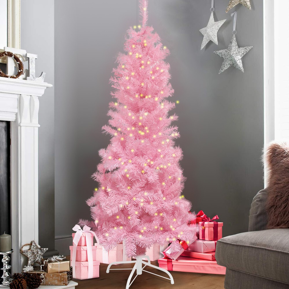 4.5ft or 7.5ft Pink Christmas Tree 120LED USB String Light Decor w/ Remote Timer