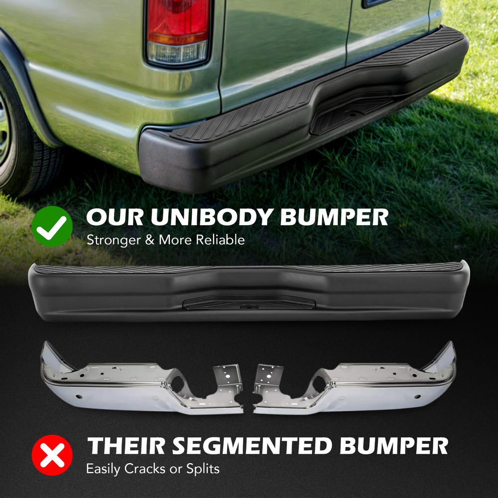 For 1992-2014 E150 E250 Ford Econoline Black Rear Step Bumper Assembly Completed