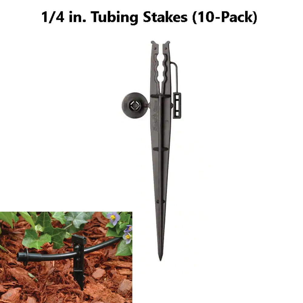 Rain Bird Tubing Stake Drip Irrigation Plastic 1/4" w/ Bug Cap Diffuser 10 Pack