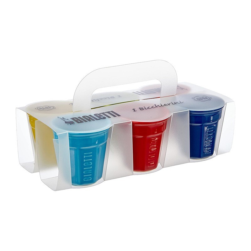 Bialetti Octagonal Multicolour Cups 6 Set Coloured Coffee Espresso Bicchierini
