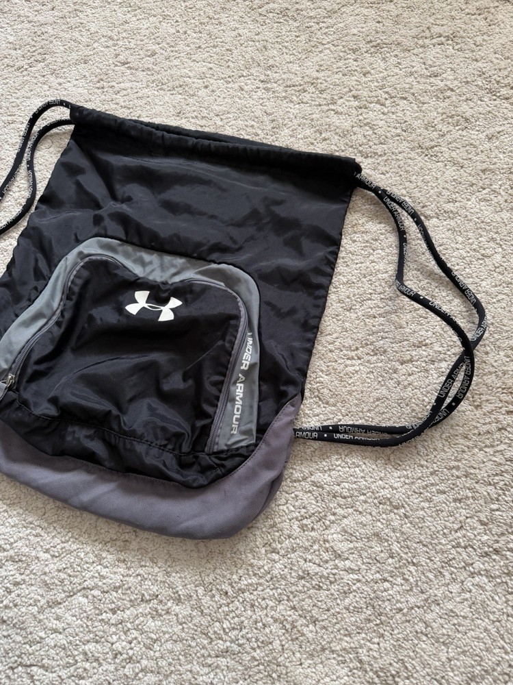 Under Armour Black And White Drawsting Gym Bag Backpack