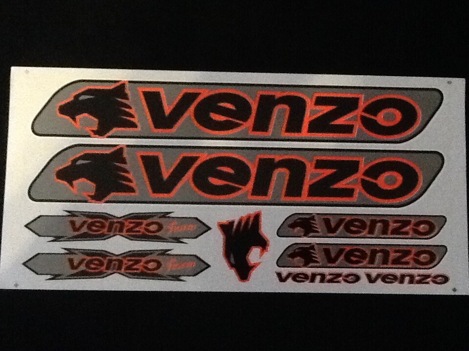 Venzo Stickers  Set  Black, Orange & Silver.