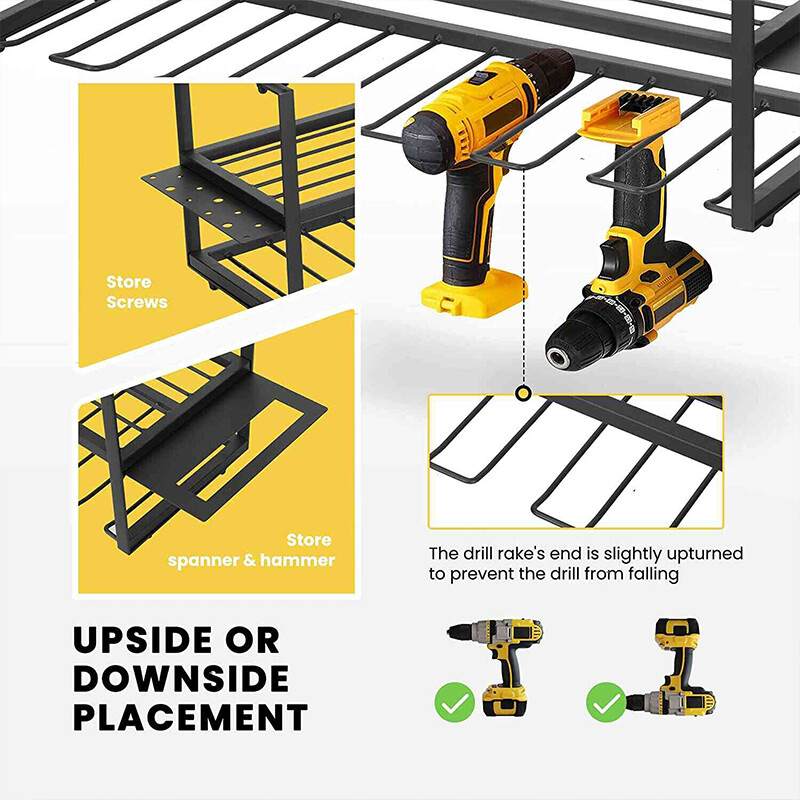Garage Power Tool Organizer Wall Mount Cordless Drill Holder Tool Storage Rack