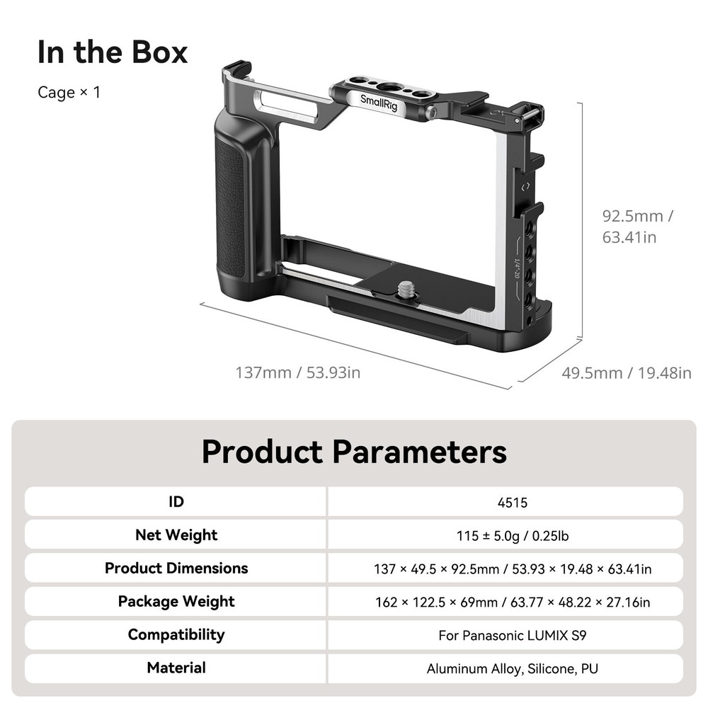 SmallRig Cage for Panasonic LUMIX S9 4515