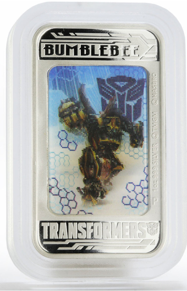 2014 Transformers Bumblebee hologram colored proof silver coin