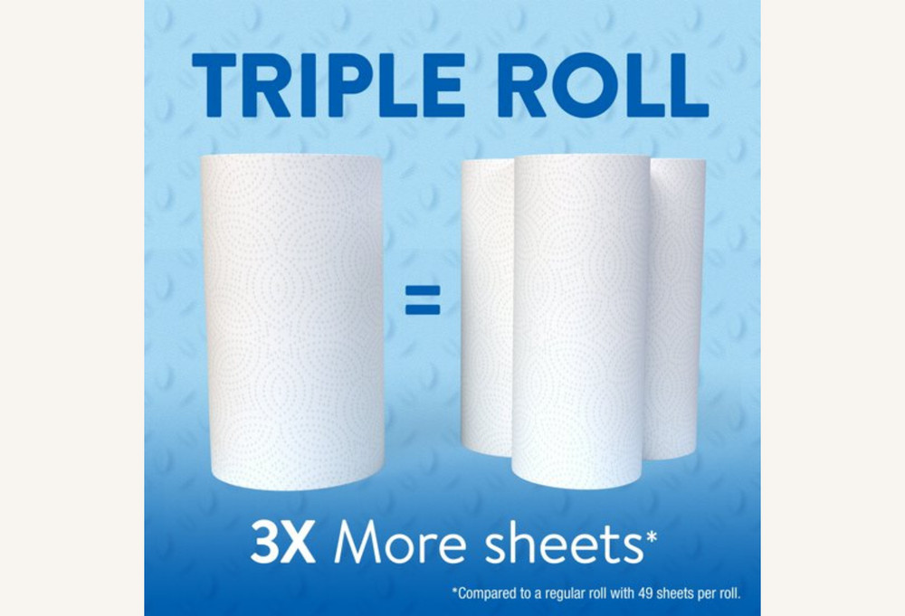 Great Value Everyday Strong Split Sheets 2-Ply Paper Towels 3 Triple Rolls
