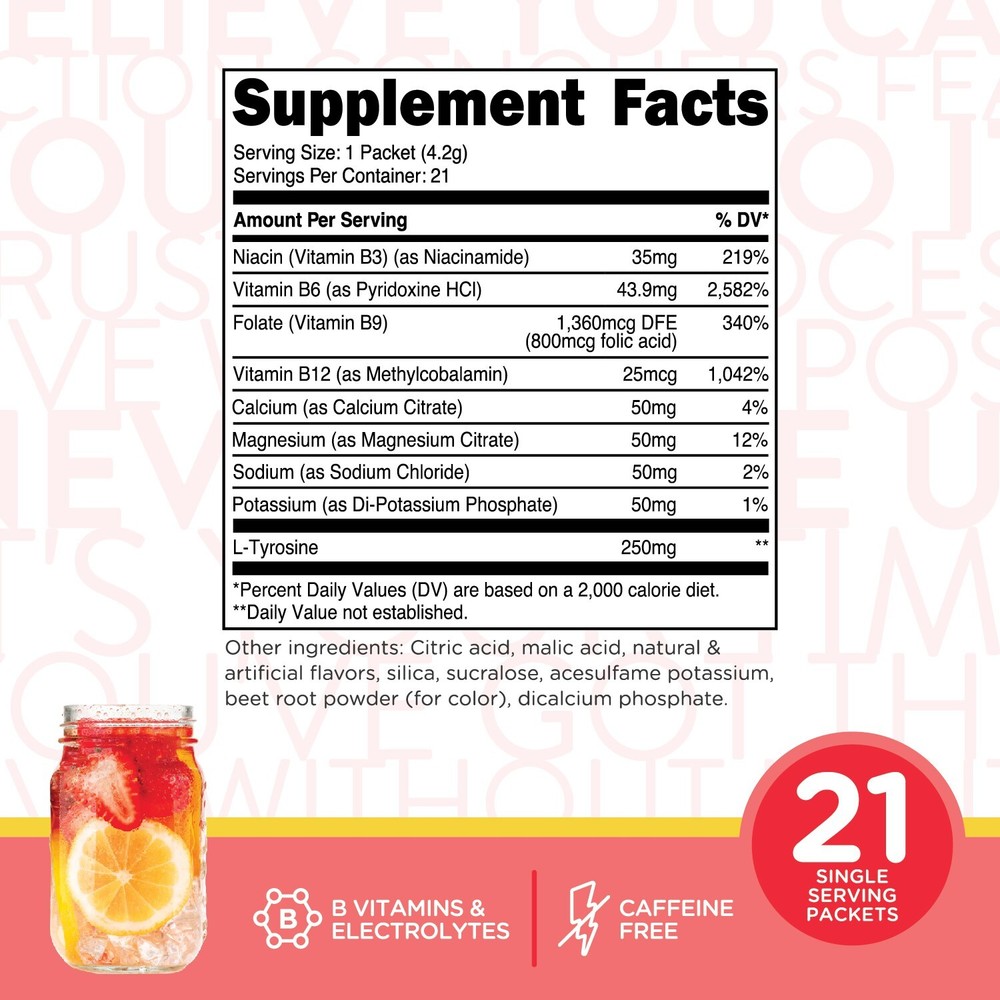 TransformHQ Hydration Electrolyte Drink Mix (Strawberry Lemonade) 21 Packets