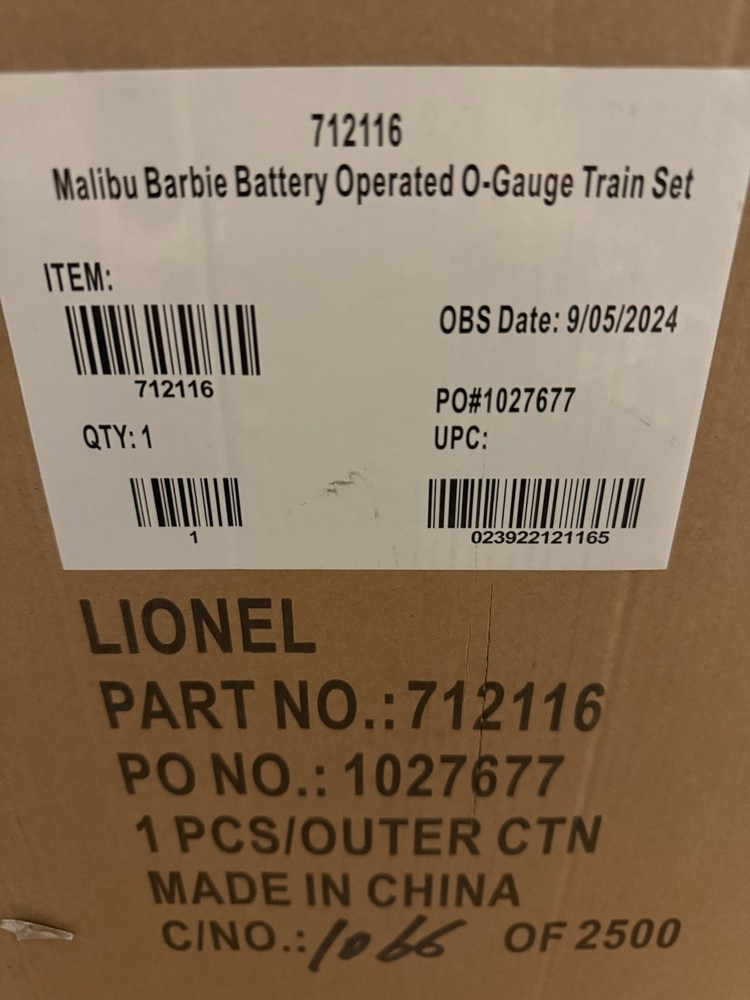 New Lionel Malibu Barbie Train Set