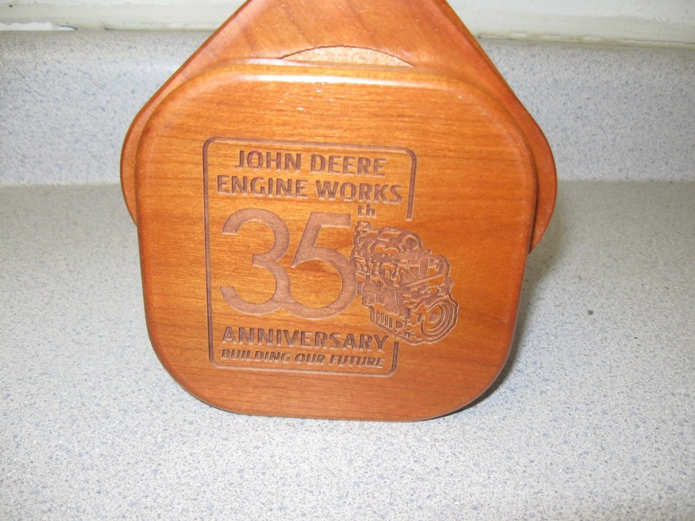 John Deere Engine Works 35th Anniversary Wooden Coaster Set