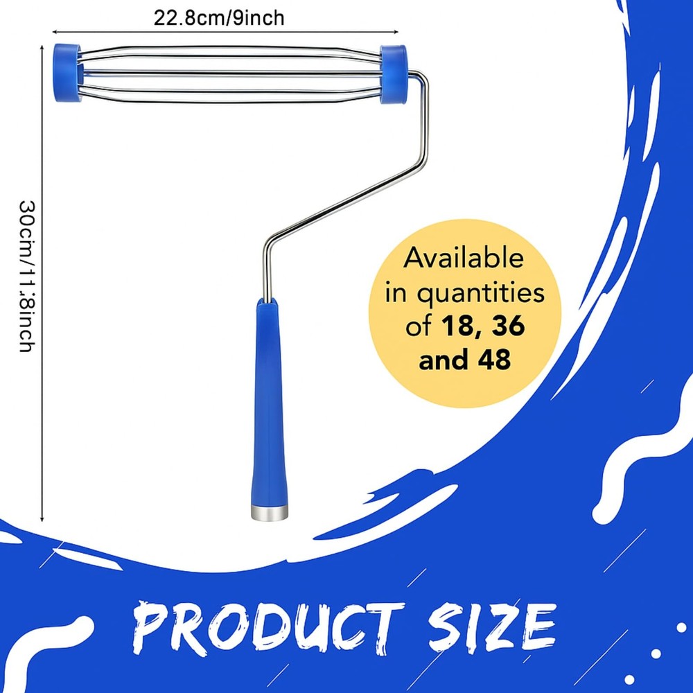 Leumoi 48 Pack 9 Inch Paint Roller Frame 5 Wire Galvanized Handle Bule