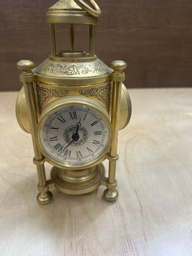 NAUTICAL 3-SIDED BRASS - CLOCK, BAROMETER, THERMOMETER & COMPASS Untested READ