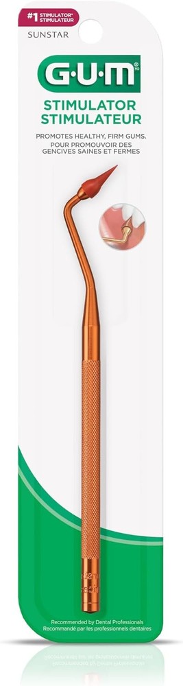 GUM Stimulator Permanent Handle with Rubber Tip, Precision Control, Massages