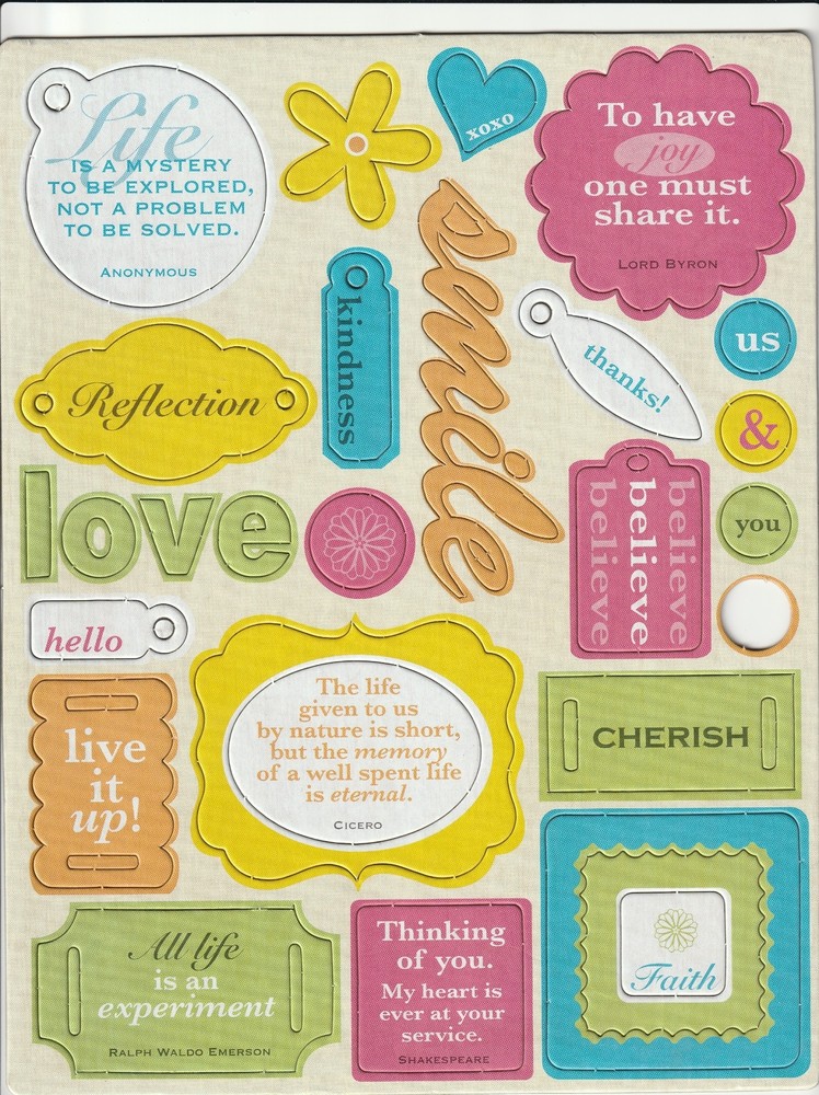 Bright Quote Chipboard Accent Sheet #2