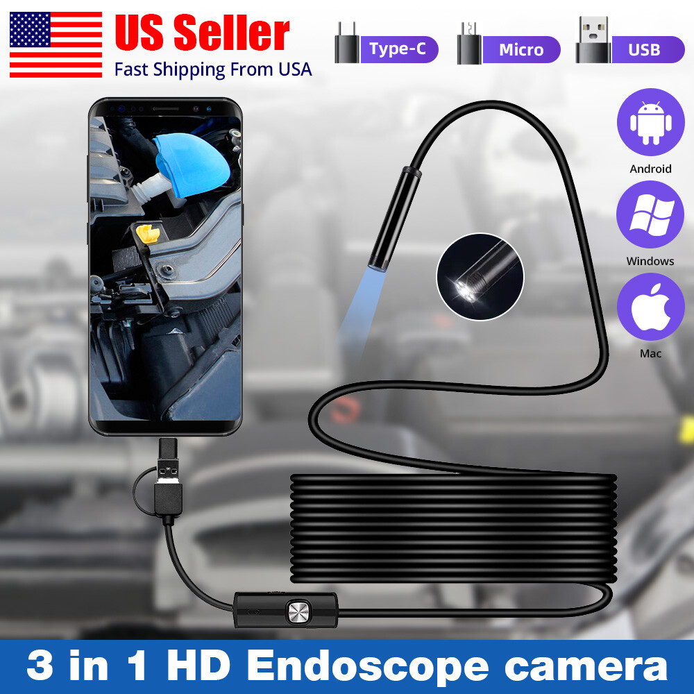 3-IN-1 USB Type-c Endoscope Borescope Snake Inspect Camera for Phone Android PC
