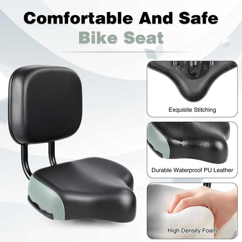 FOMAS Bike Saddle with Backrest Black (Adjustable)