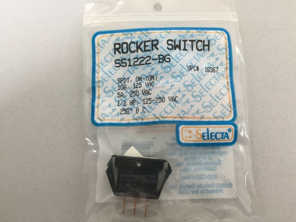 SELECTA SS1222-BG ON ON 10 AMP ROCKER SWITCH