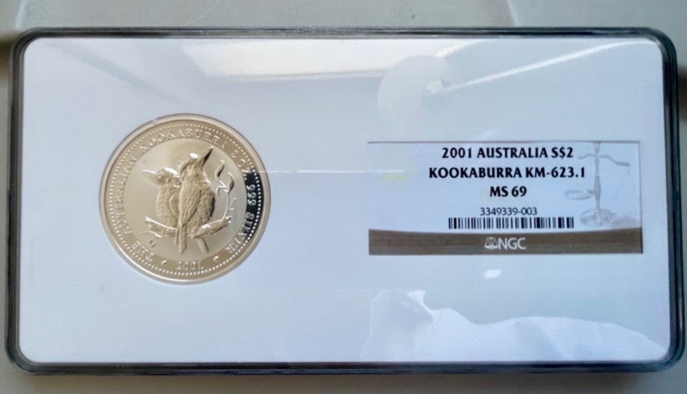 2001 Australia $2 Kookaburra Silver Coin MS69