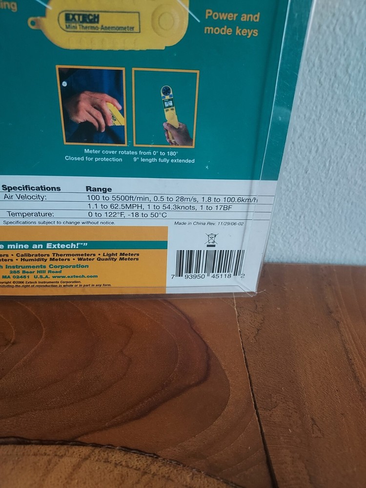 Extech Instruments Mini Thermo-Anemometer 45118 Water Resistant