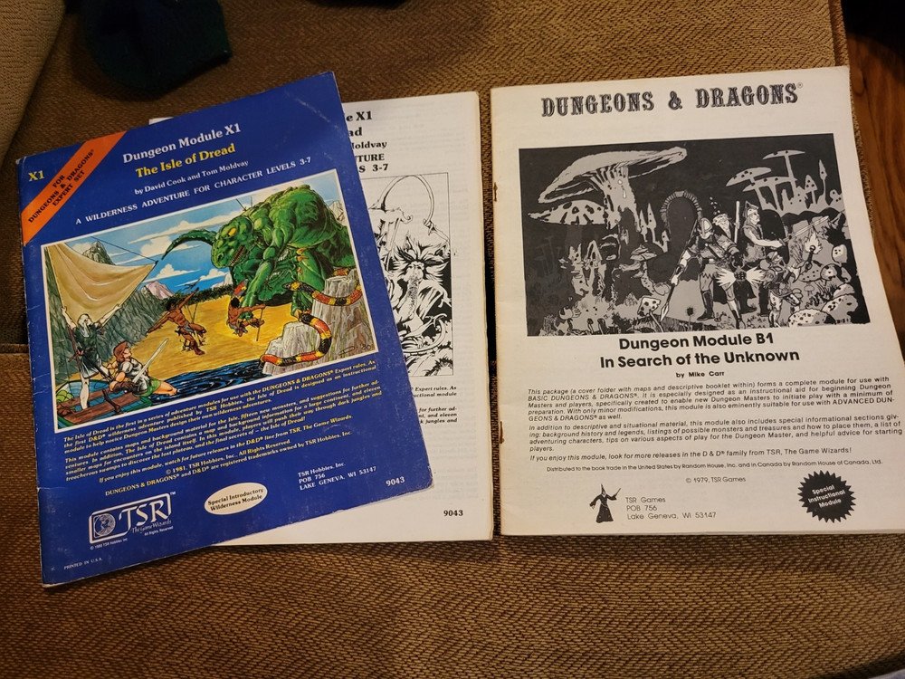 D&D Module X1 The Isle of Dread and Module B1 incomplete