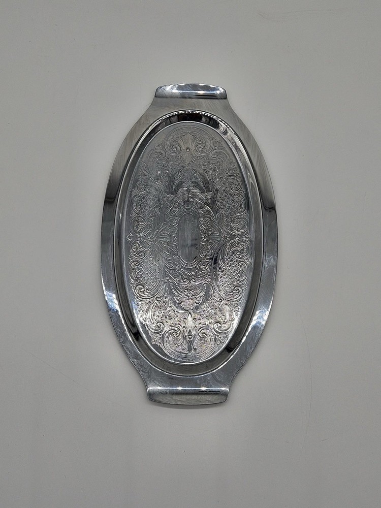 Vintage Silverplate Oval Serving Tray with Handles