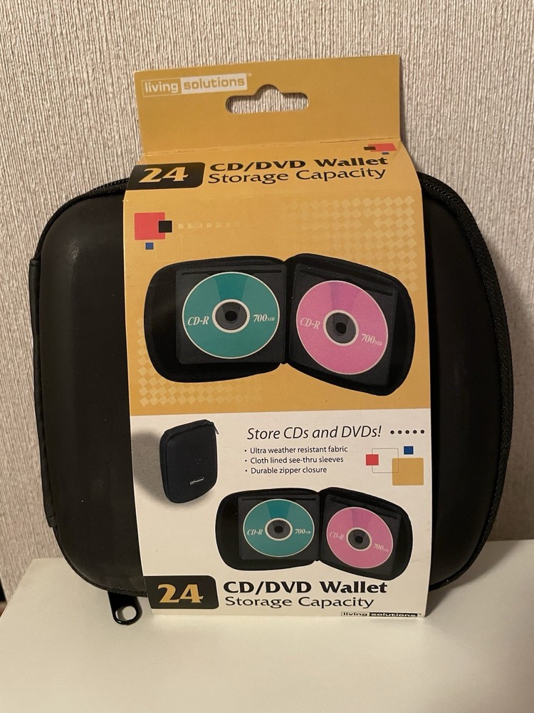 Living Solutions CD/DVD Wallet Storage Capacity  Stores 24