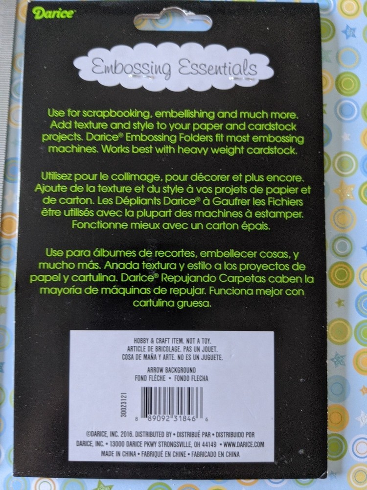 Darice Embossing Folder Arrow Background Plastic 4.25x5.75 Embossing Essentials