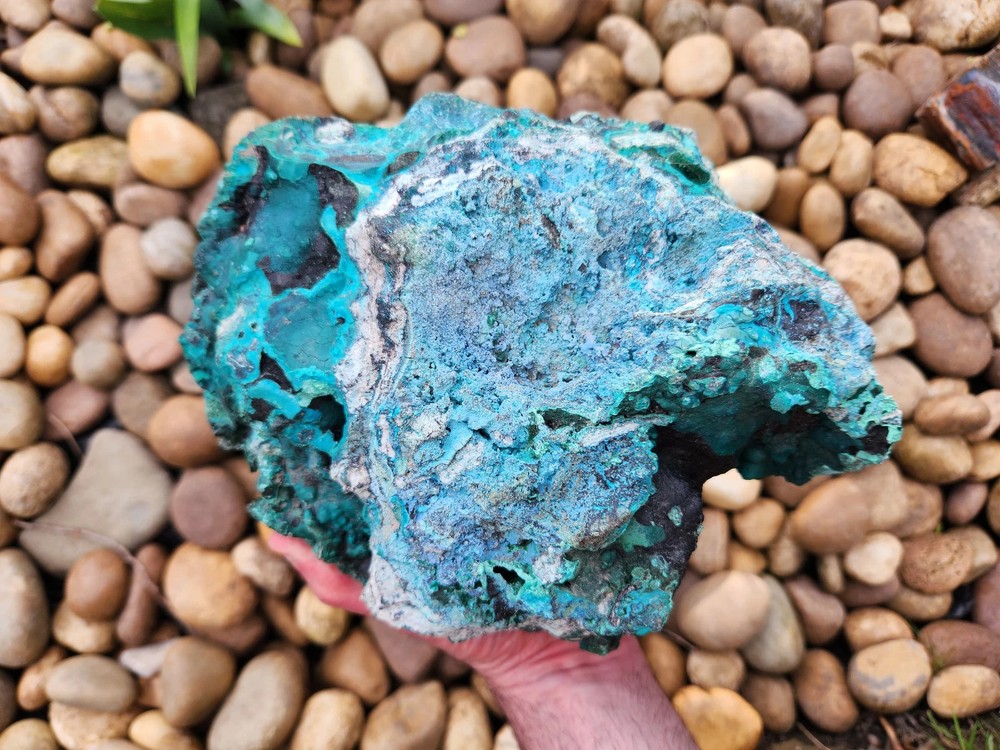 Large 11-lb Raw Malachite Chrysocolla, Unstablized. 9.5" wide. Ships from US
