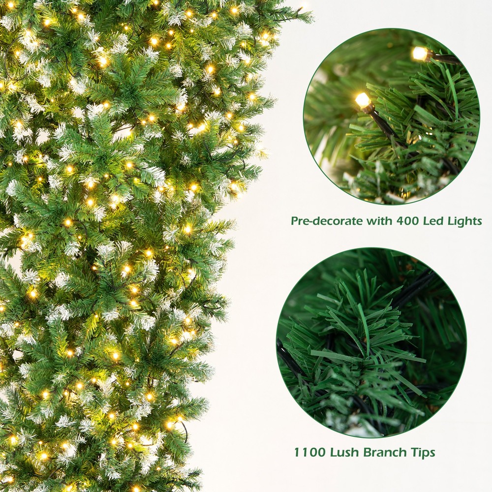 Topbuy 7.5FT Pre-lit Upside Down Christmas Tree, Artificial Tree w/400 Warm
