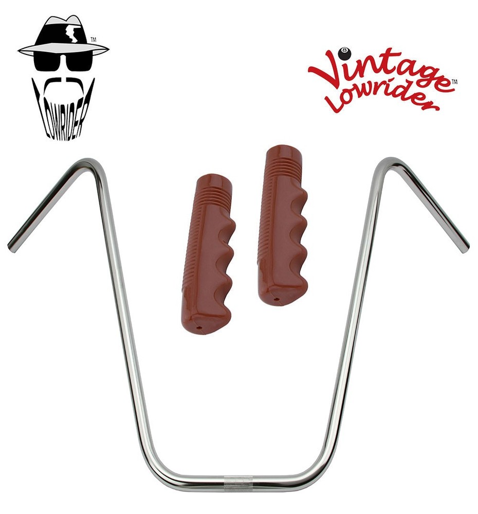 Original Lowrider 22" 22.2 Ape Handlebar Chrome 120mm Grips Solid/Brown