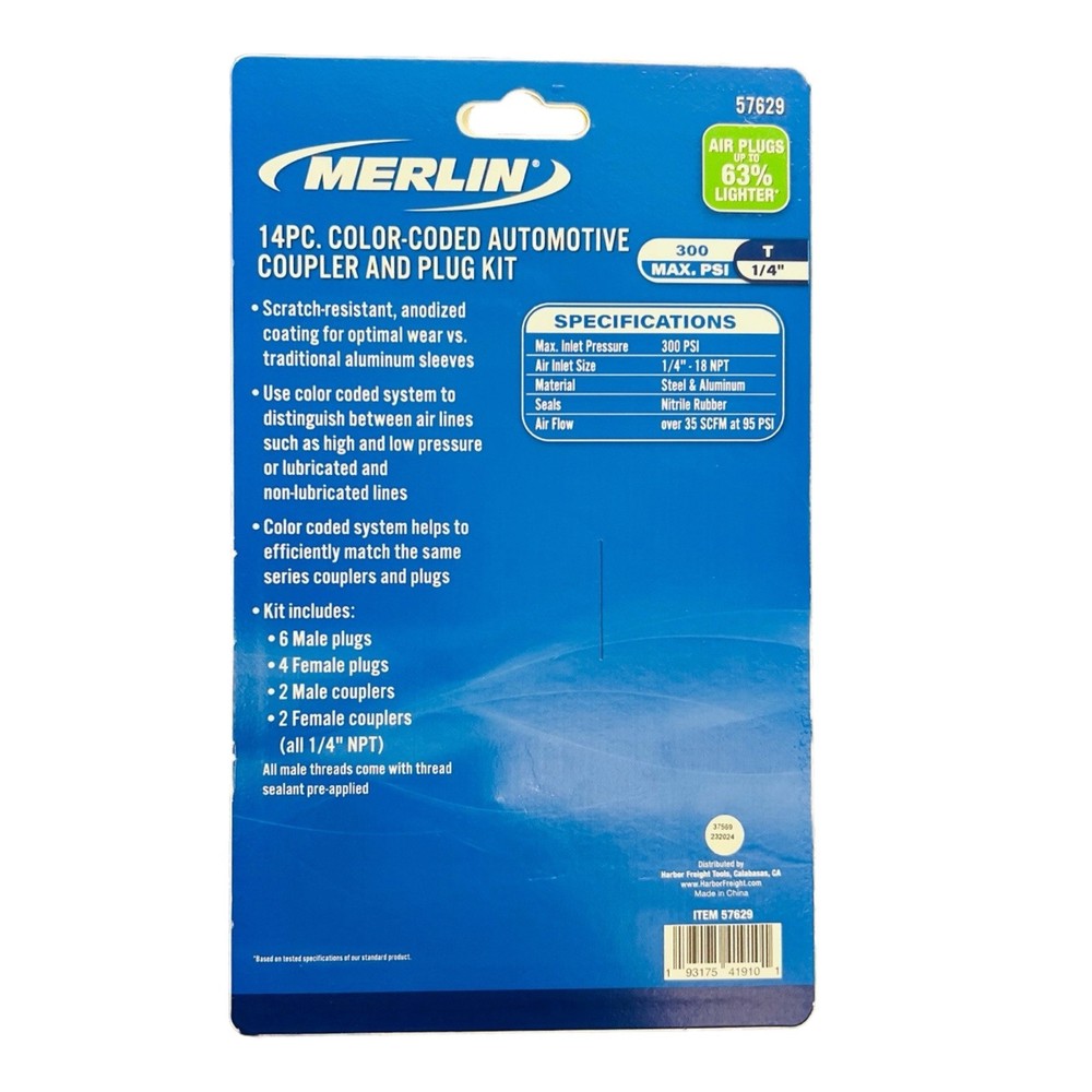 Merlin 14Pc. Color-Coded Automotive Coupler & Plug Kit 57629