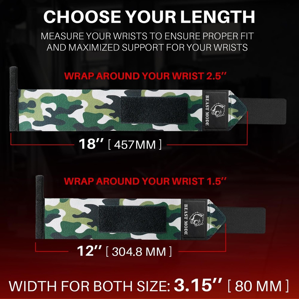HeavyDuty Weightlifting Wrist Wraps with Thumb Loop for Powerlifting & Training