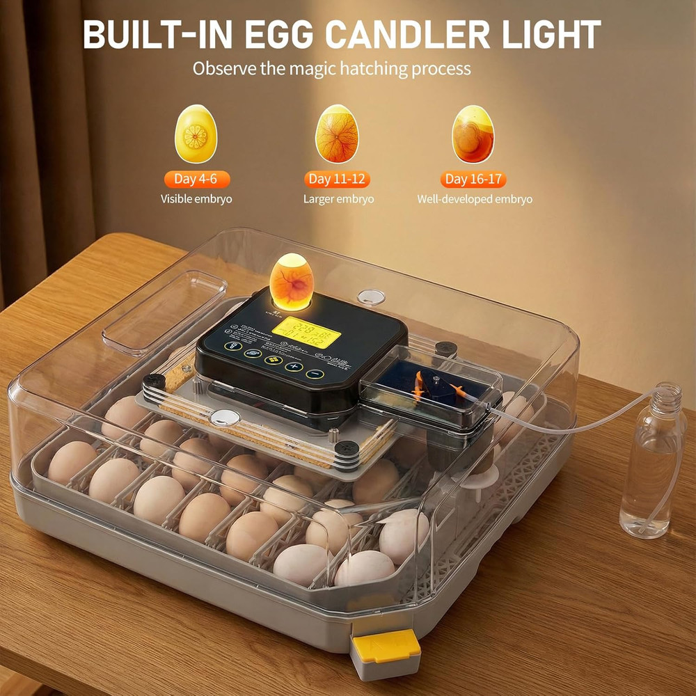 Incubators for Hatching Eggs, 48 Egg Incubator with Automatic Egg Turning, Tempe