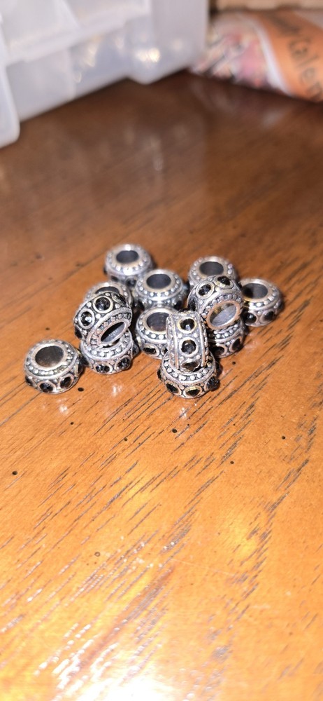 Set of 13 Bracelet Beads With Black Stones