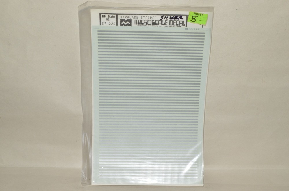 HO scale decals Microscale 87-226 barricade stripes striping SILVER