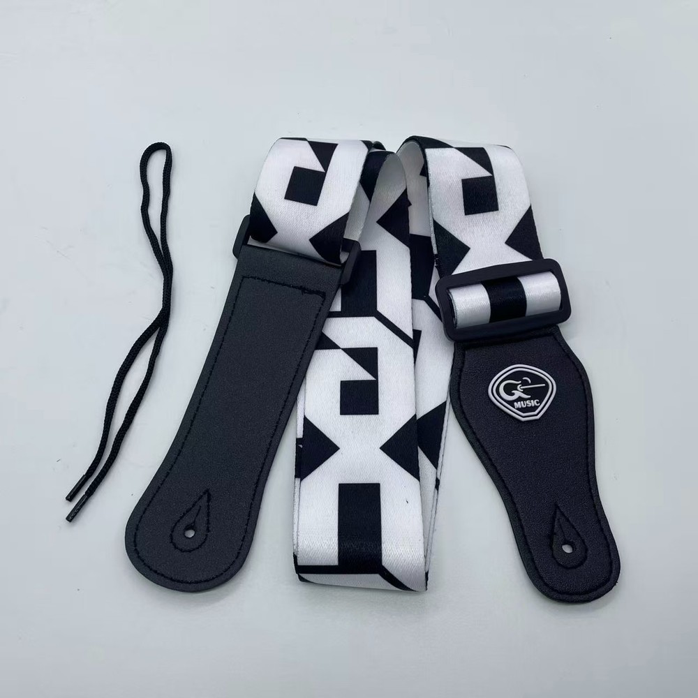 White & Black Letter Pattern - Guitar Strap High quality