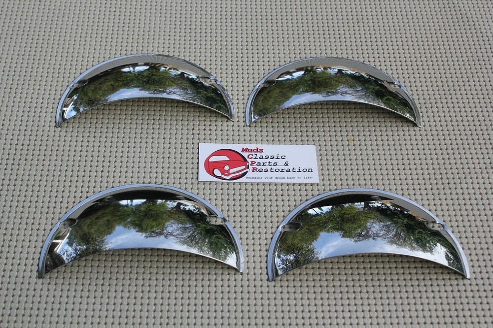 5" Custom Headlight Headlamp Visors Chrome 4 Half Moons and 4 Visors