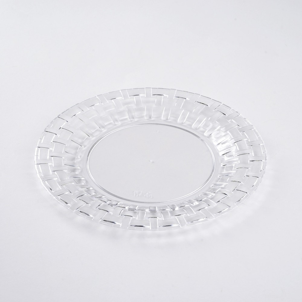 7" CLEAR DESSERT PLASTIC PLATES Round Basketweave Party Wedding TABLEWARE