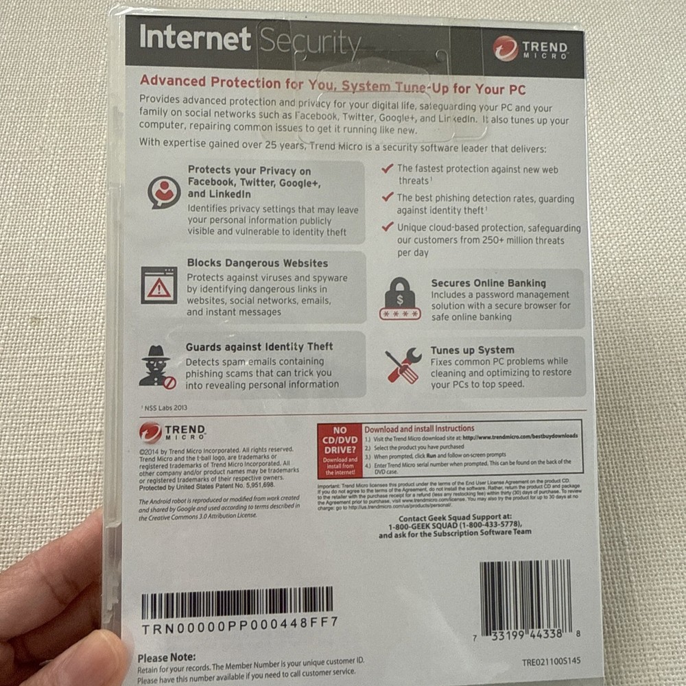 Trend Micro Internet Security (Windows 8/Mac/And/iOS, 3 Devices Protected) NEW
