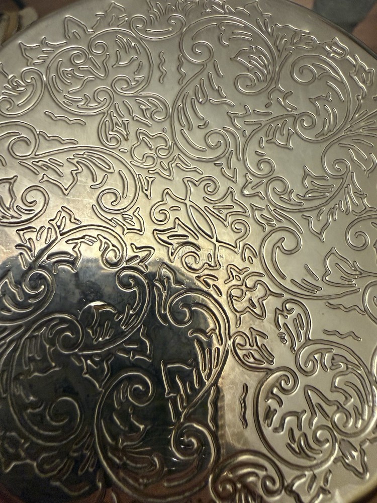 Victorian Style Silverplate Ornate Round Dish with Decorative Pattern