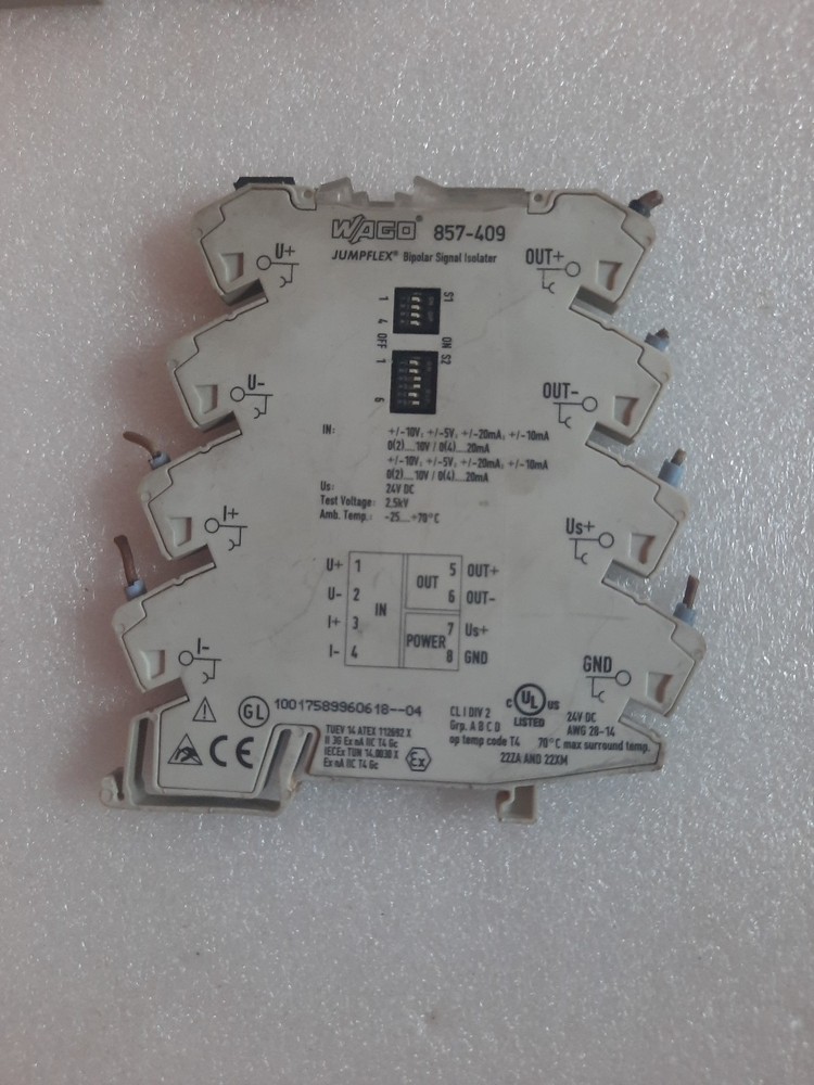Wago 857-409 JUMPFLEX Bipolar Signal Isolator Module PLC Used