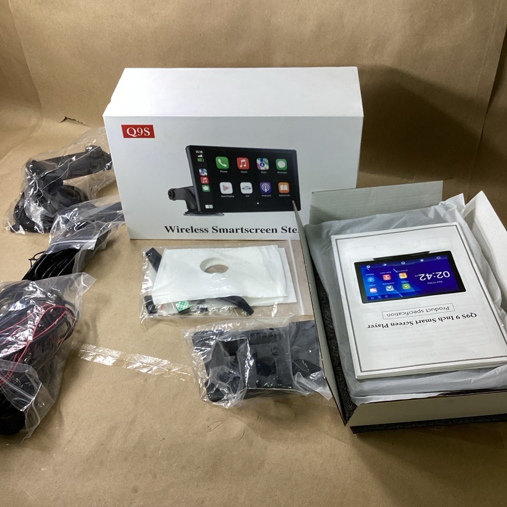 Q9S Wireless 9” Smartscreen Stereo CarPlay Android Auto Bluetooth Car Display