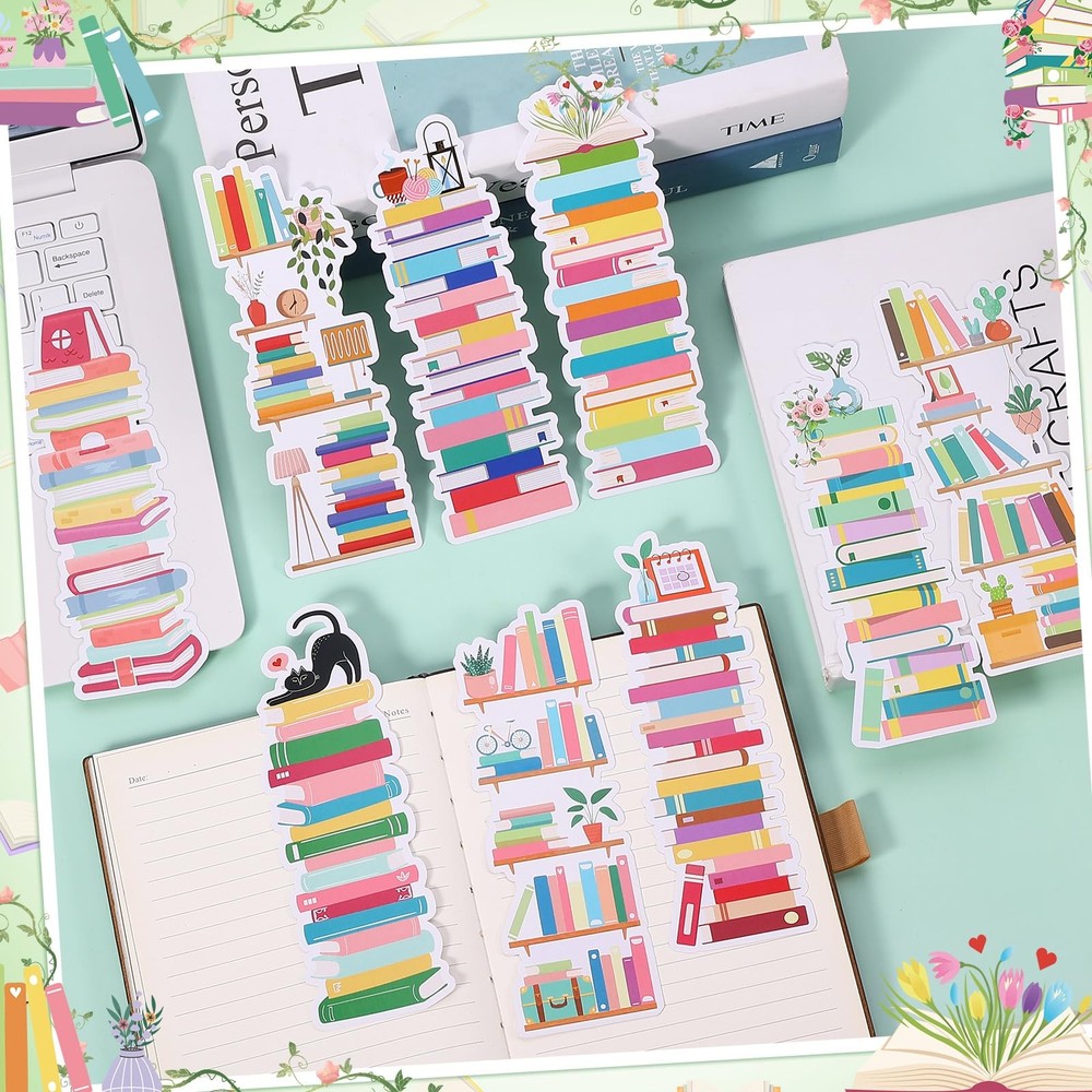 150 Pieces Book Tracker Bookmarks Bulk Bookshelf Design Double-Sided Reading ...