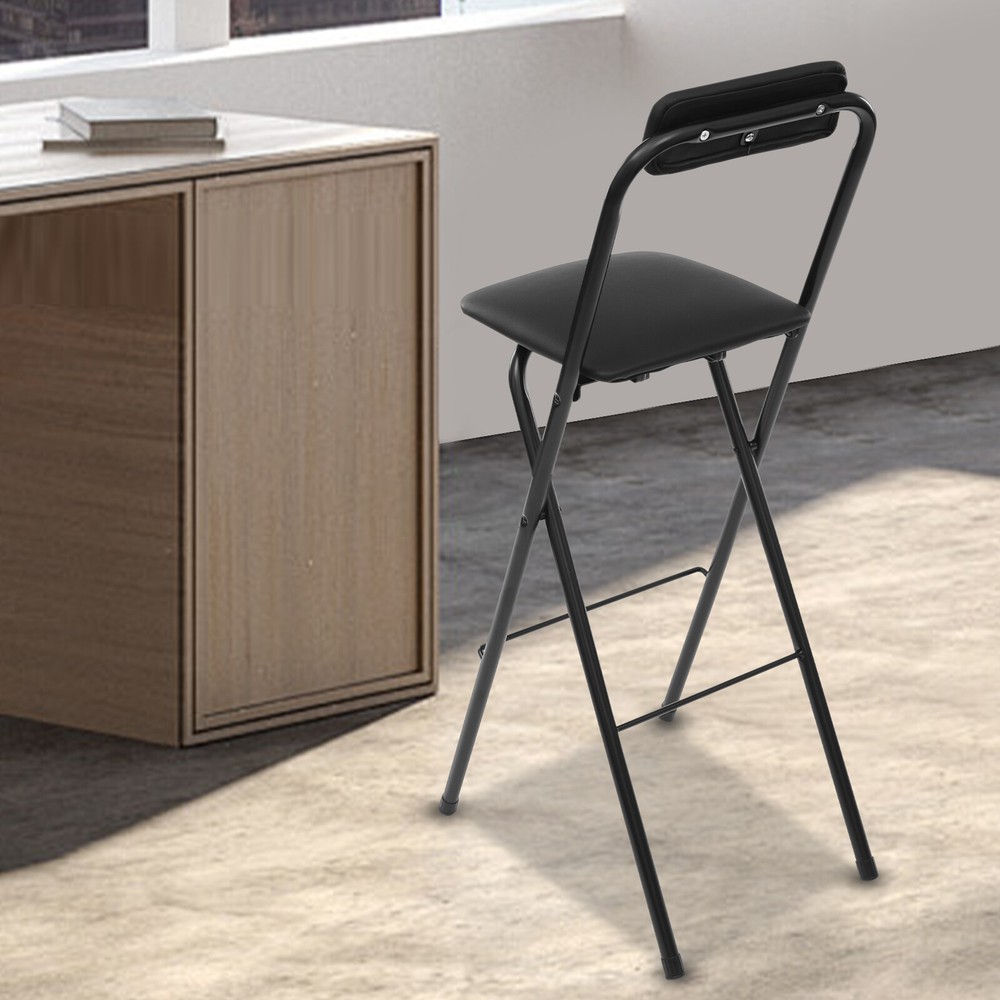 70cm Folding Bar Stool with Backrest, Tall Foldable Stool Chair Portable 1 Pc