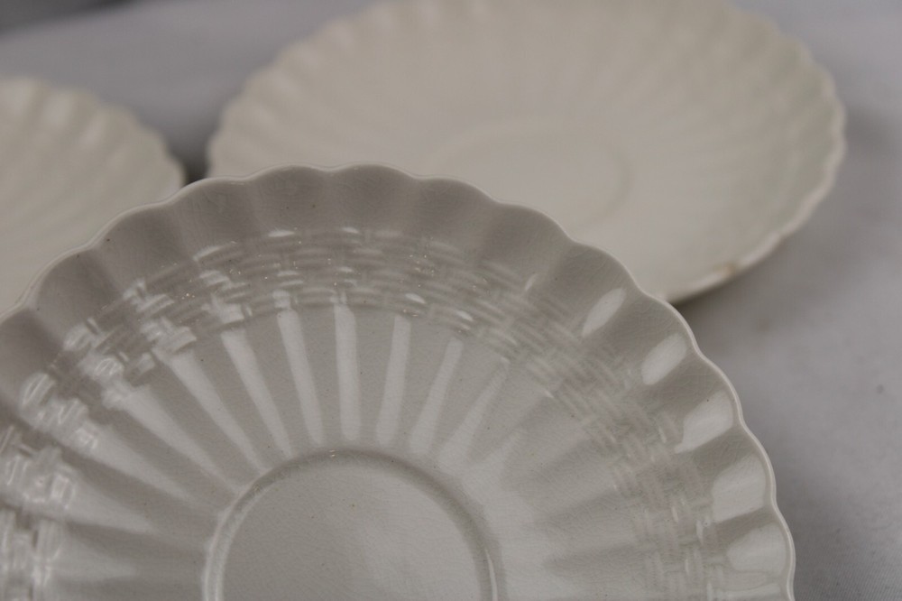 Spode Wicker Cream Colored Set 3 Demitasse Cups Saucers