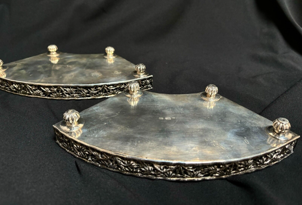 Pair Wang Hing Galleried Fan Shape Trays
