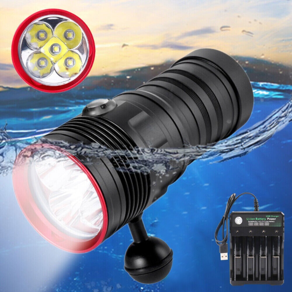 80000LM Diving Flashlight Underwater Torch Waterproof Scuba Lantern 5x LED 20M