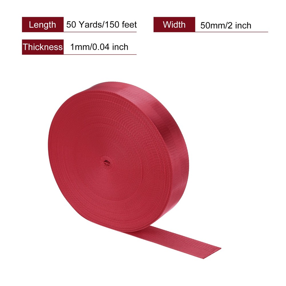 Flat Nylon Webbing Strap 2 Inch 50 Yards Red for Backpack